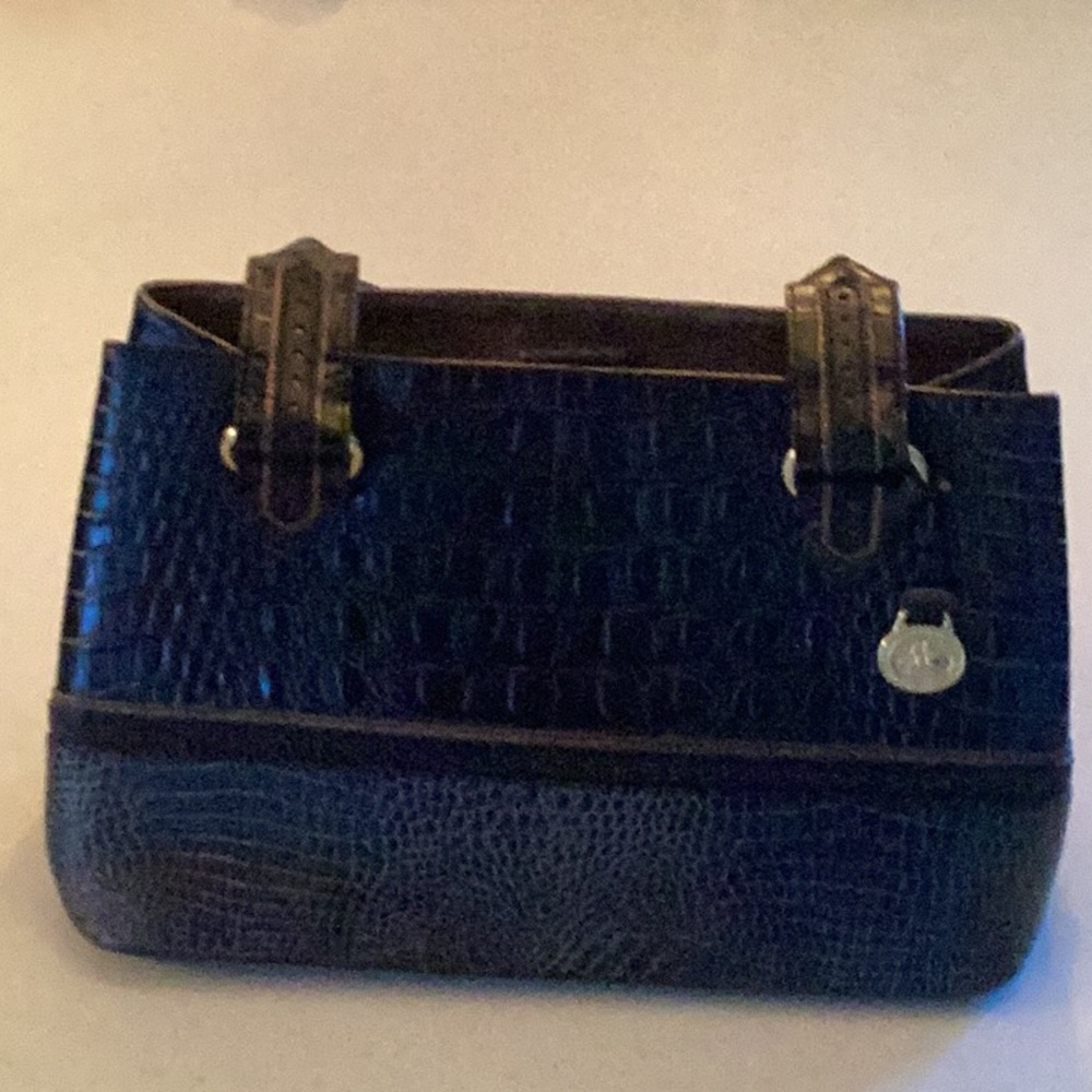Authentic BRAHMIN Elegant Black Crocodile-Embossed Handbag LIKENEW